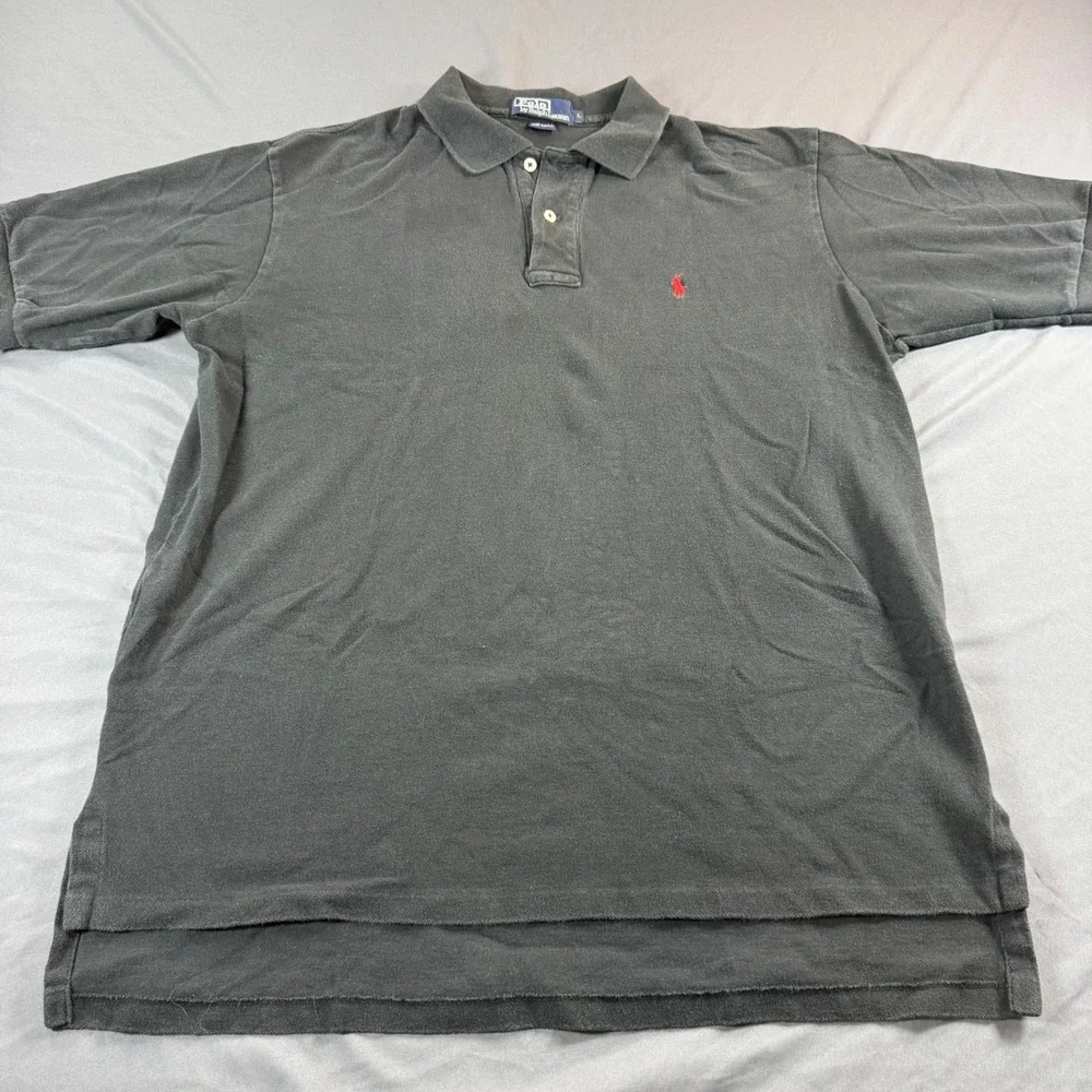 Polo Ralph Lauren Mens Large Black Short Sleeve Pony Logo Polo Shirt Made in USA